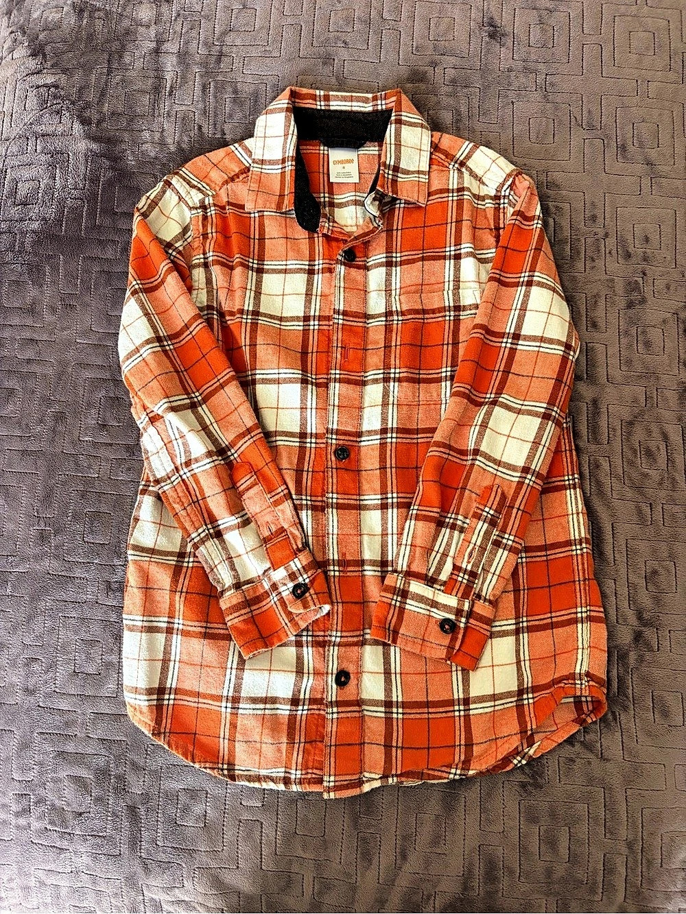Gymboree Plaid Button Down Shirt in Orange & White